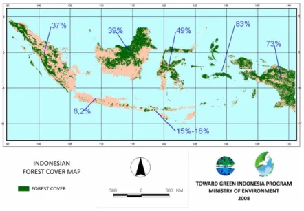 Figure 1.6. Map of forest vegetation cover in Indonesia in 2006/2007. 