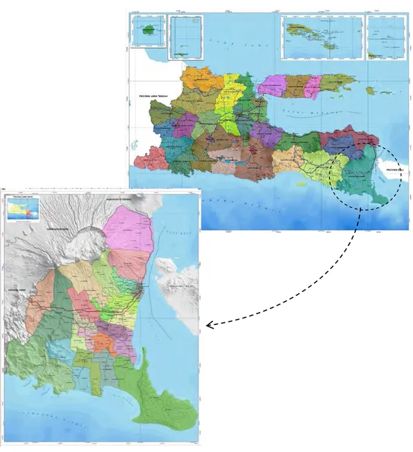 Gambar 1 Peta Daerah Banyuwangi di Provinsi Jawa Timur  Sumber: Google 