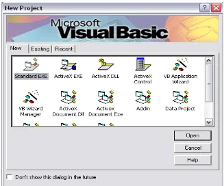 Gambar 2.5 Tampilan awal Visual Basic 6.0. 