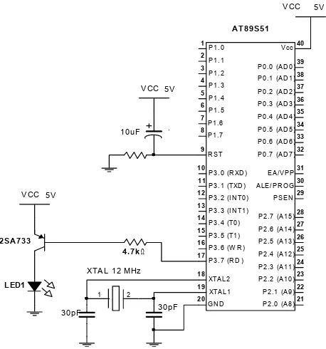 Gambar 3.3   Rangkaian mikrokontroller AT89S51