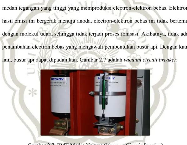 Gambar 2.7. PMT Media Vakum (Vacuum Circuit Breaker)  4)  PMT Media Gas SF6 (SF6 Circuit Breaker) 