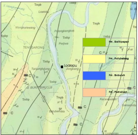 Gambar 2. Peta Geologi Daerah  Penyelidikan  (Lembar Samarinda) Provinsi Kalimantan Timur 