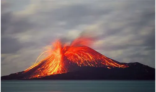 Gambar 1.1: Gunung api mengeluarkan magma 