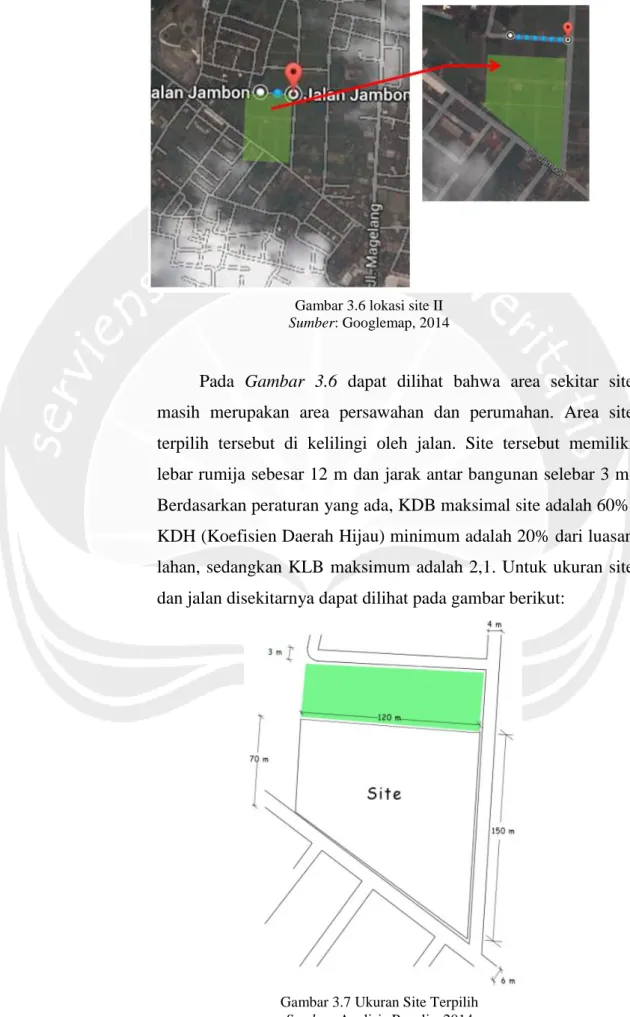Gambar 3.6 lokasi site II  Sumber: Googlemap, 2014 