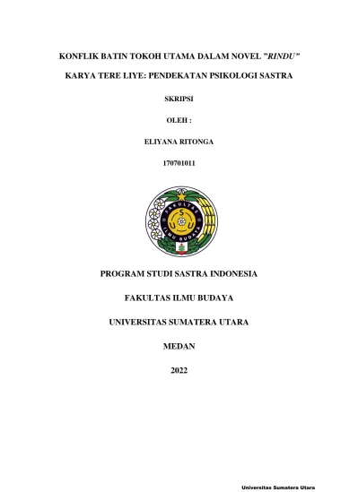 KONFLIK BATIN TOKOH UTAMA DALAM NOVEL RINDU KARYA TERE LIYE: PENDEKATAN ...