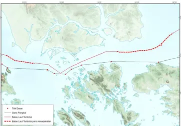 Gambar 9. Batas Maritim Indonesia-Malaysia di Selat Malaka bagian Selatan dan Selat Singapura