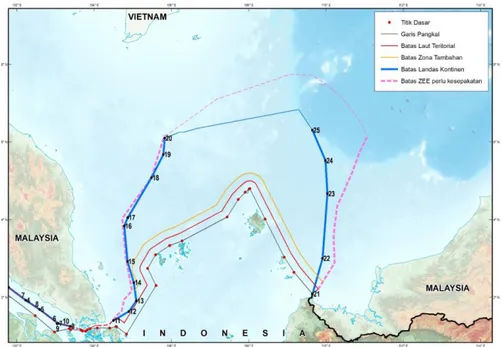 Gambar 7. Batas Maritim Indonesia-Malaysia di Laut Tiongkok Selatan. 