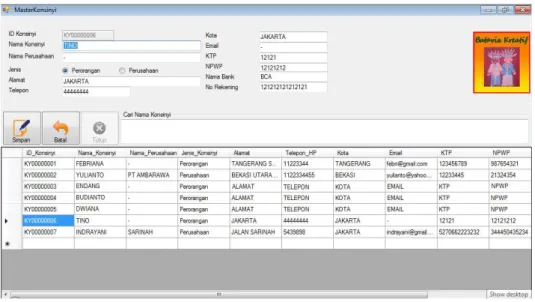 Gambar 4.65. Rancangan User Interface Klik Tabel Data Konsinyi 