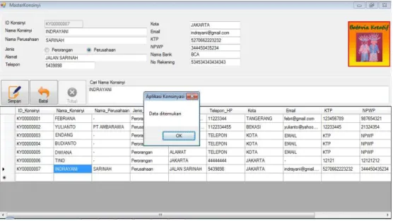 Gambar 4.67. Rancangan User Interface message box “Data ditemukan” 