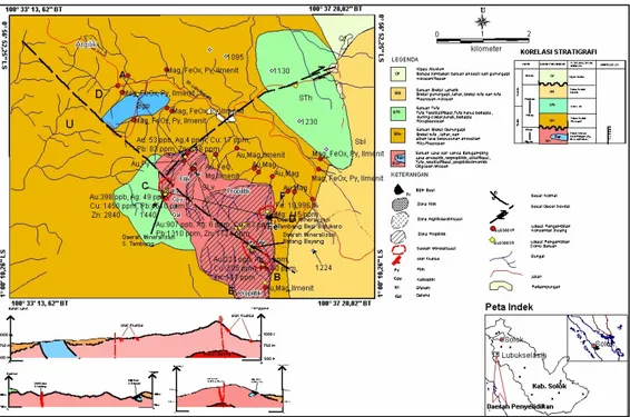 Gambar 6. Peta Geologi, Ubahan dan Mineralisasi Daerah Lubuk Selasih,                                          Kec