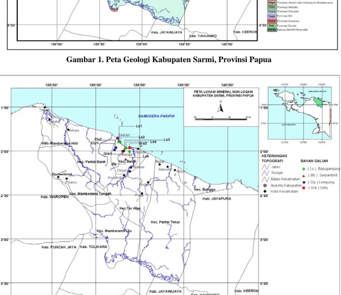 Gambar 2. Peta Lokasi Mineral Non Logam Kabupaten Sarmi, Provinsi Papua 