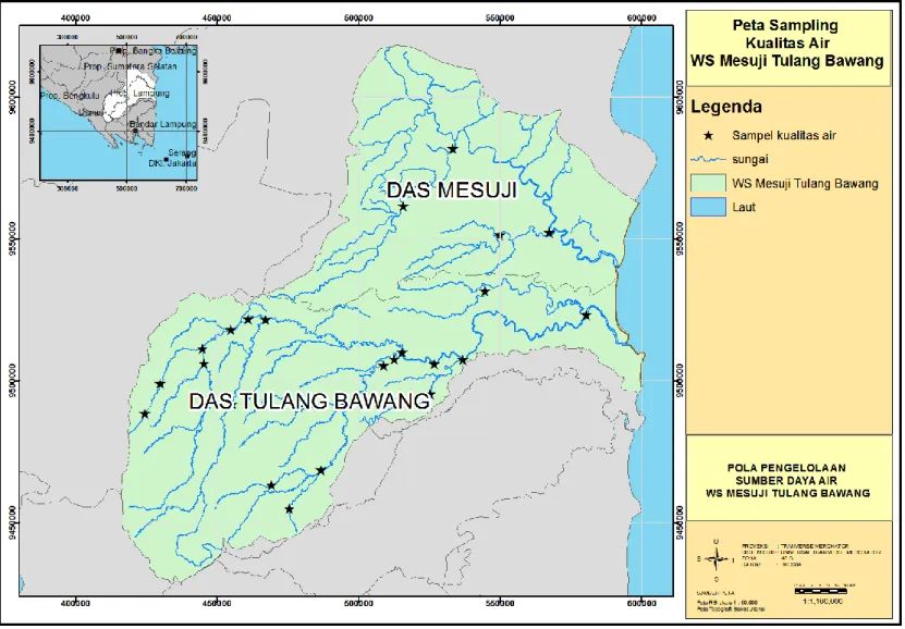 Gambar 2.9.   Peta Pengambilan Sampel Kualitas Air WS Mesuji-Tulang Bawang 