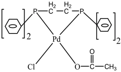 Gambar 1.3 StrukturAseto Bis-(1,2-difenilfosfino) etana kloro paladium (II) 