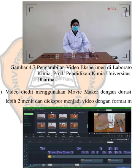 Gambar 4.7 Pengambilan Video Eksperimen di Laboratorium   Kimia, Prodi Pendidikan Kimia Universitas Sanata  Dharma 