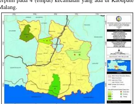 Gambar 6.  Peta Alternatif Potensial Kawasan Agropolitan Berdasarkan  Komoditas Unggulan Tanaman Hortikultura di Kabupaten Malang