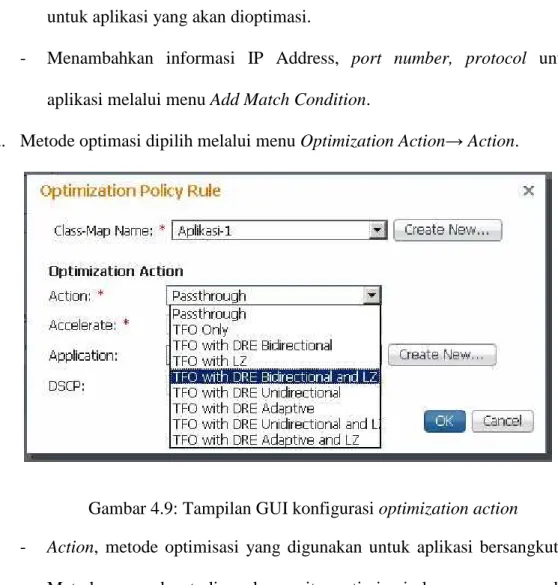 Gambar 4.9: Tampilan GUI konfigurasi optimization action 