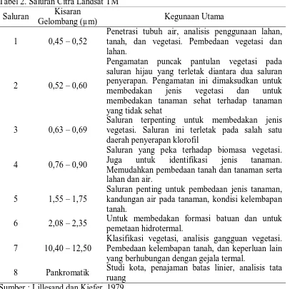 Tabel 2. Saluran Citra Landsat TM Kisaran 