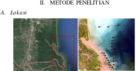 Gambar 2.1 Lokasi Penelitian Studi, dan Sebaran Titik Sampel  Data Lapangan  (Sumber : Google Earth, 2017, Citra Landsat 8, 2017) 