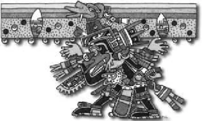 Figura  7.  Representación  de  Ehécatl  Quetzalcóatl  como  cargador  del  cielo,  en  el  Códice  Borgia