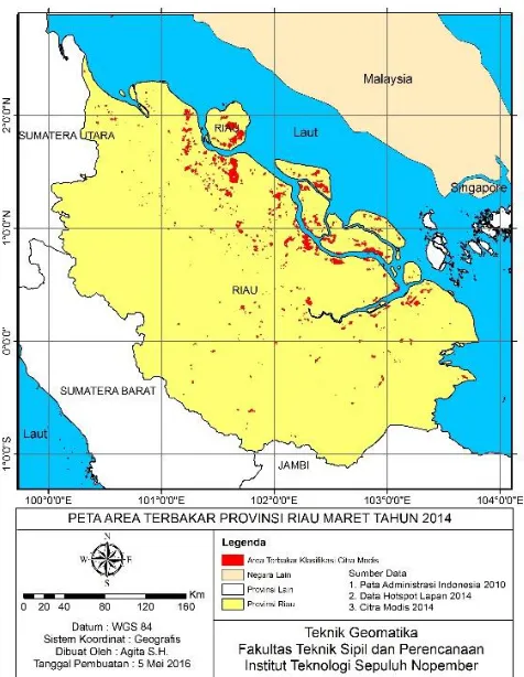 Gambar 8. Area terbakar citra MODIS 250 m 