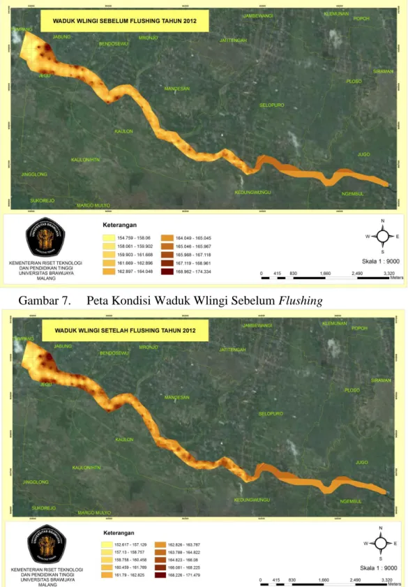 Gambar 7.  Peta Kondisi Waduk Wlingi Sebelum Flushing 