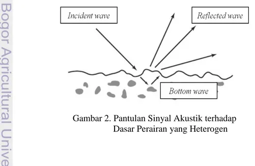 Gambar 2. Pantulan Sinyal Akustik terhadap                 Dasar Perairan yang Heterogen 