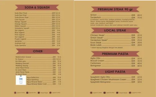 Gambar 2.5 daftar menu  soda &amp; squash, other dan steak &amp; pasta