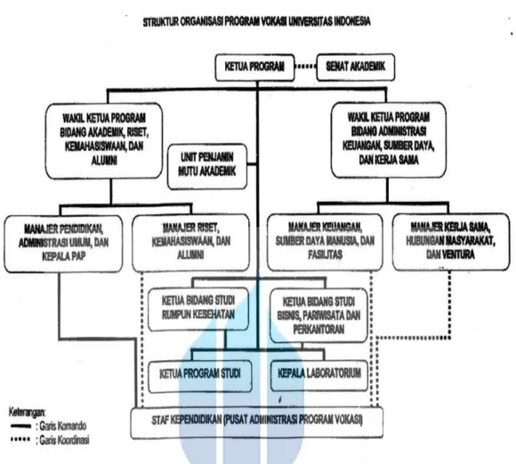 Gambar 2.2  Struktur Organisasi Program Vokasi Universitas Indonesia  Sumber: SK Rektor UI No