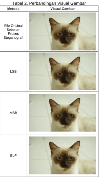 Tabel 2. Perbandingan Visual Gambar 