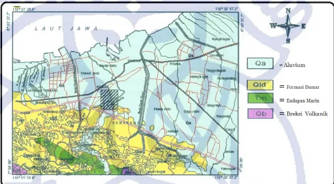 Gambar 2.2. Peta geologi lembar Magelang dan Semarang, Jawa. Skala 1: 100.000  (RE. Thanden