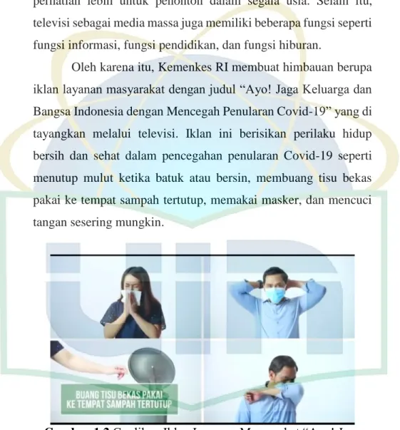 Gambar 1.2 Cuplikan Iklan Layanan Masyarakat “Ayo! Jaga  Keluarga dan Bangsa Indonesia dengan Mencegah Penularan 