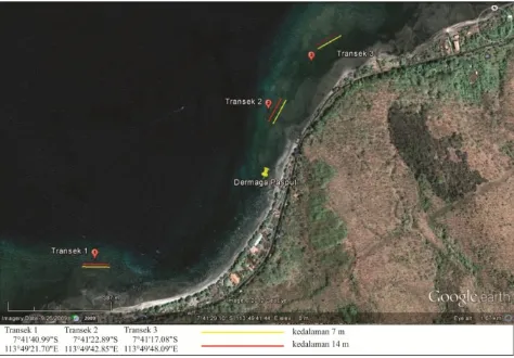 Gambar 1. Lokasi pengambilan sampel di pantai Pasir Putih Situbondo (modifikasi dari www.google.earth.com)
