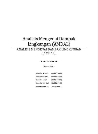 Analisis Mengenai Dampak Lingkungan (AMDAL)