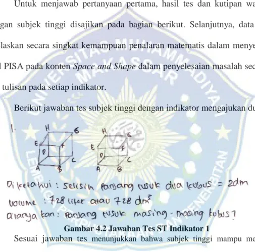 Gambar 4.2 Jawaban Tes ST Indikator 1 