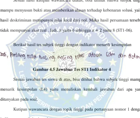Gambar 4.5 Jawaban Tes ST1 Indikator 4 