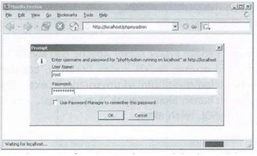 Gambar II.3. Konfirmasi Permintaan Username dan Password Server  MySQL 