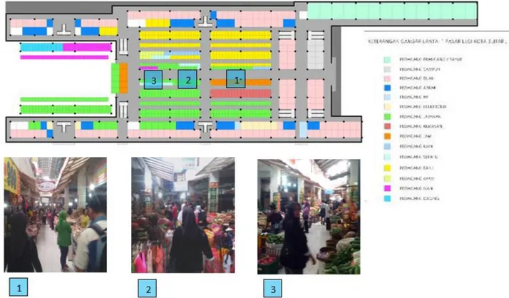 Gambar 3. Gambar Zonasi Area Jual  Lantai 1 &amp; 2 Pasar Legi Kota Blitar 