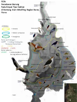 Gambar 5. Ordinasi Kecenderungan Persebaran Burung Terhadap Empat Tipe Habitat 