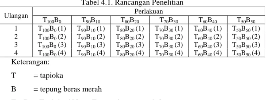 Tabel 4.1. Rancangan Penelitian 