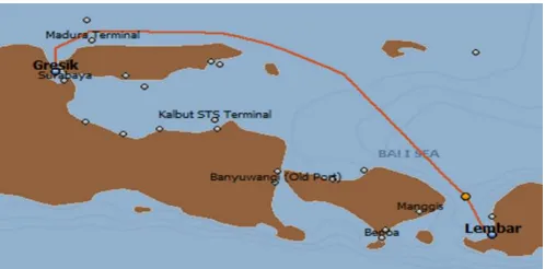 Gambar 3. Rute Pelayaran Gresik - Lombok 