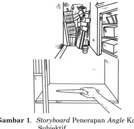 Gambar 1.  Storyboard Penerapan Angle Kamera  Subjektif 