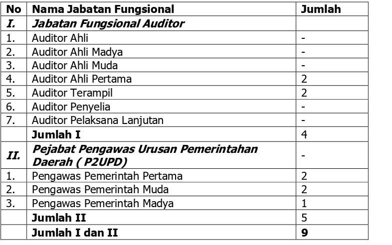 Tabel 2  Jumlah Jabatan Auditor dan P2UPD   