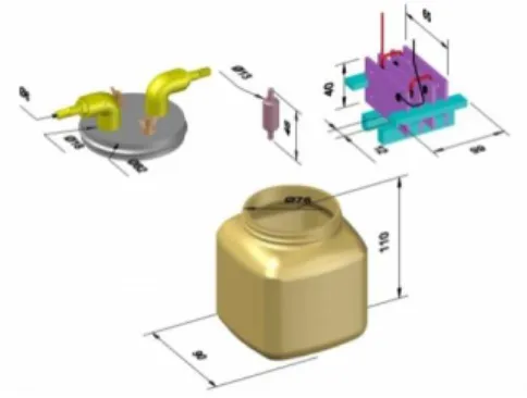 Gambar 3. Dimensi ukuran water electrolyzer model plat 