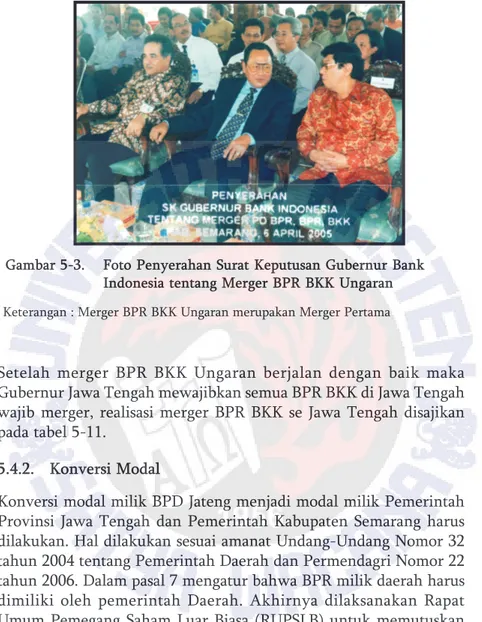 Gambar 5-3. Foto Penyerahan Surat Keputusan Gubernur Bank Indonesia tentang Merger BPR BKK Ungaran