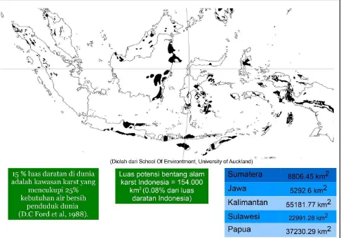 Gambar 1. Sebaran lingkungan karst di Indonesia menurut Falah (2014) 