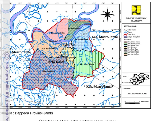 Gambar 6  Peta administrasi Kota Jambi 
