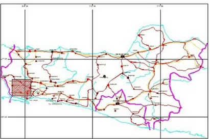 Gambar 1. Peta Lokasi Daerah Inventarisasi Bitumen Padat Daerah Wangon dan sekitarnya,  Kabupaten Banyumas, Propinsi Jawa Tengah 
