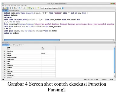 Gambar 4 Screen shot contoh eksekusi Function 