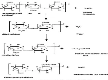 Gambar 2.2 Reaksi sintesis natrium karboksimetil selulosa (Rowe, dkk., 2006) 