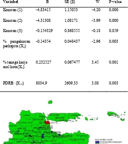 Gambar. 3. Pengelompokkan Wilayah Jawa Timur Hasil Prediksi Model.  